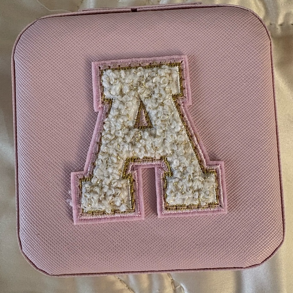 Pink Jewelry Box with Textured 'A' Patch